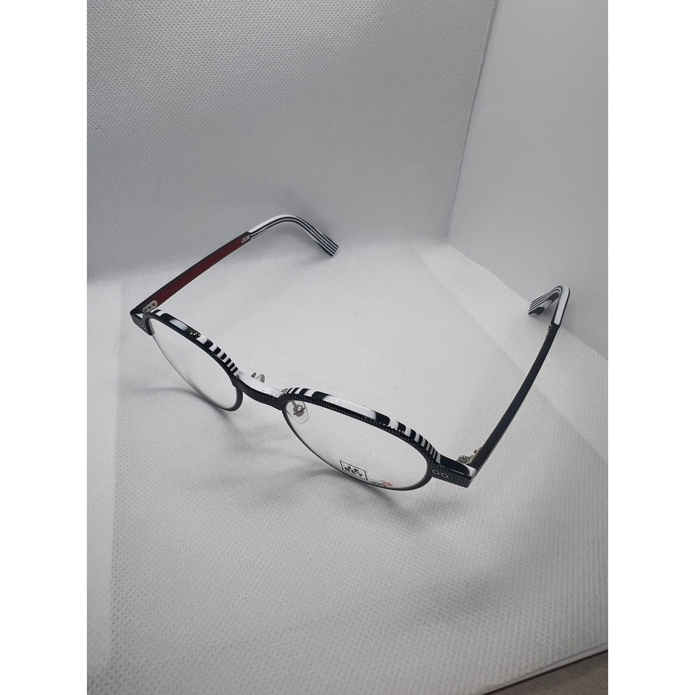 J.F.‎ Rey JF3005 Designer Eyeglasses Frames Striped Black Grey Oval Glasses